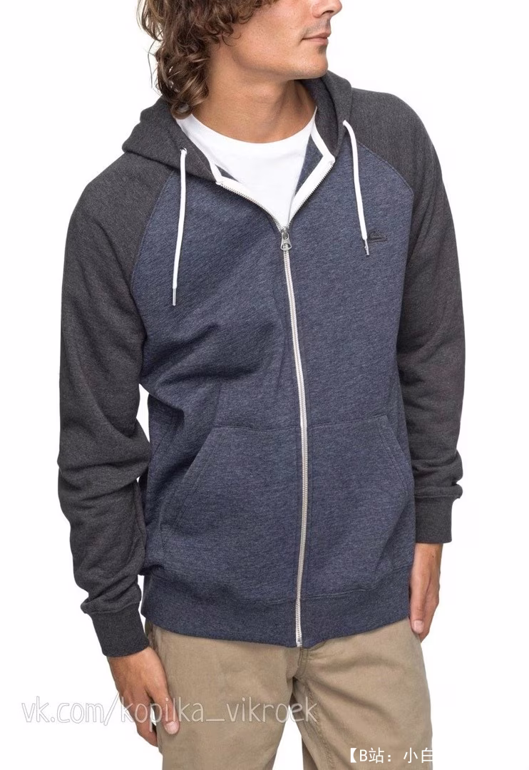 男式带帽运动衫/连帽衫图案，带拉链和袋鼠口袋 - 2