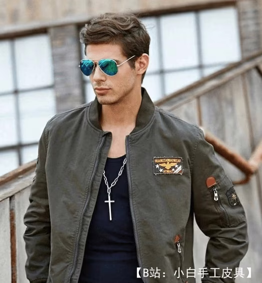 男士轻质飞行员夹克图案 - 1