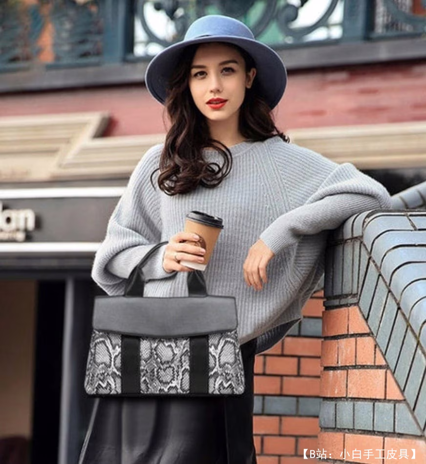 皮革/生态皮革制成的皮革手提包的图案 - 1