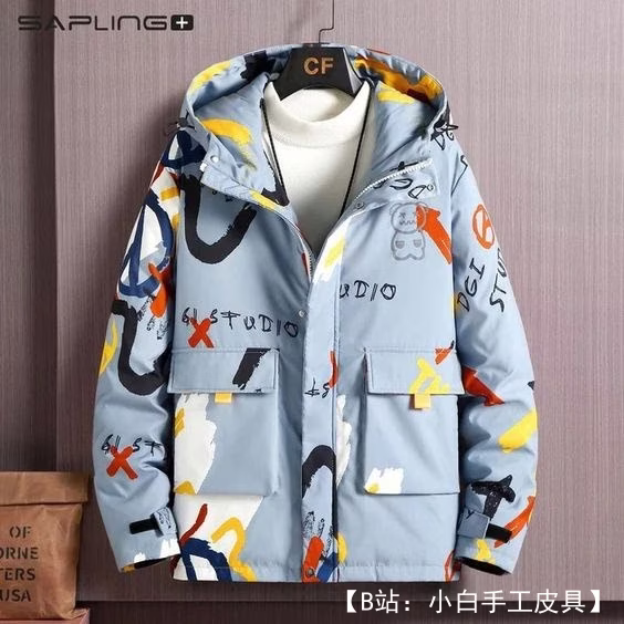 适合 170 码以下青少年的织物派克大衣图案，具有外观创意 - 3