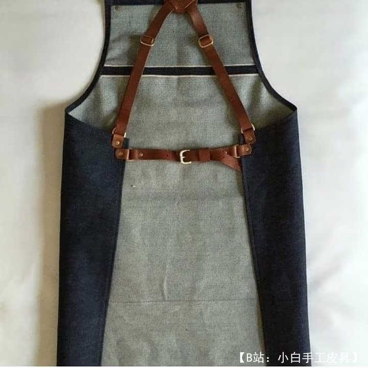 带皮革贴袋的织物（帆布）围裙图案 - 2