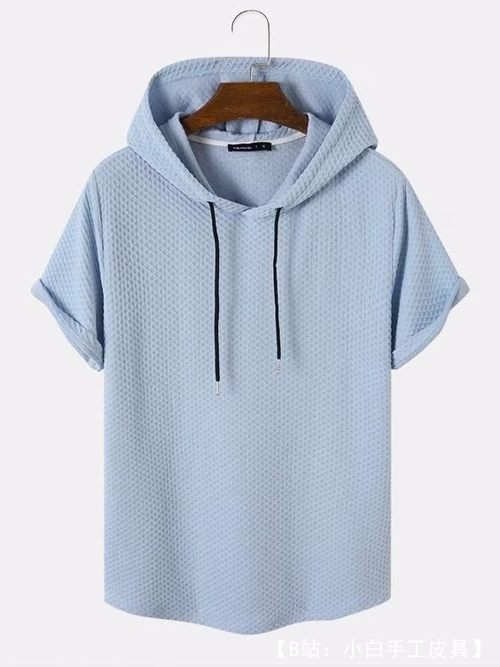 带帽运动男士T恤图案 - 1