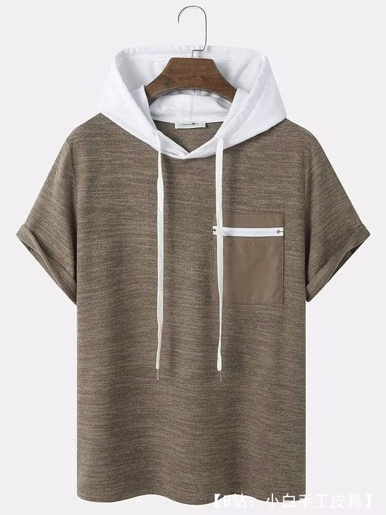 带帽运动男士T恤图案 - 2