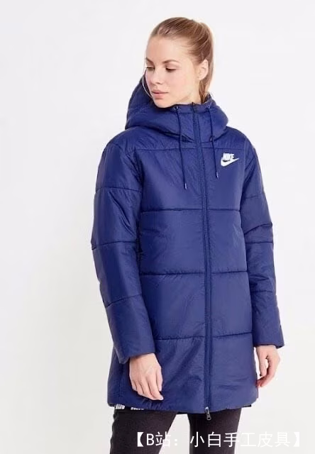 女式连帽运动保暖长外套图案 - 1