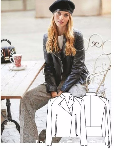 轻质女式皮夹克的图案。 - 1