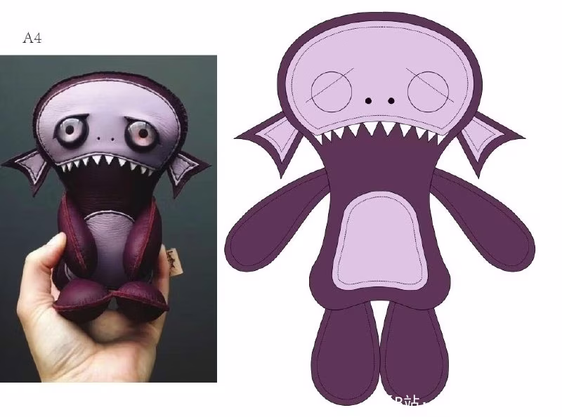 皮革软玩具的图案（手的大小）某种可怕的动物 - 1