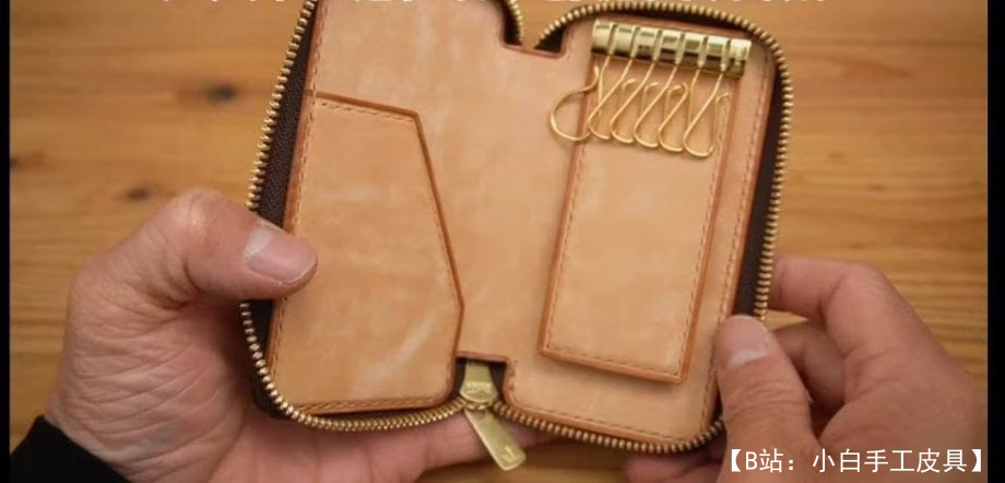 带皮革拉链的钥匙扣图案 - 1