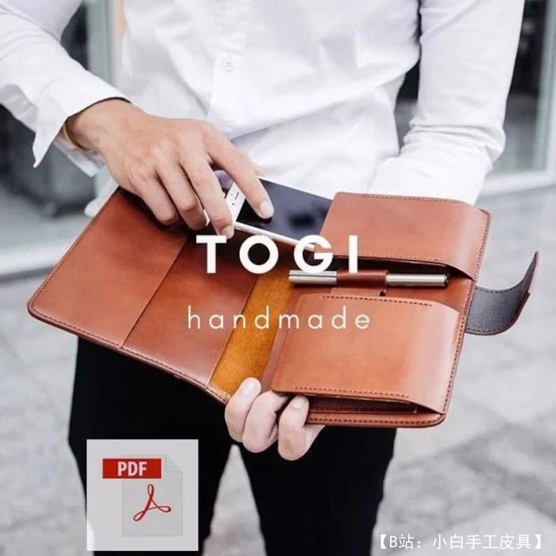 用于平板电脑、文档等的皮革商务文件夹的图案。 - 1