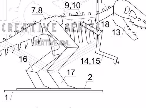真皮制成的霸王龙恐龙雕像图案 - 1