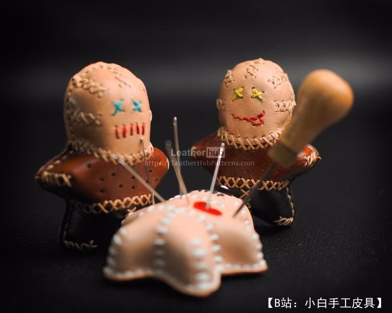 人形皮革枕形图案 - 2