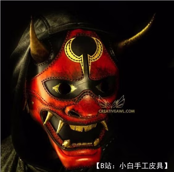 皮革制成的恶魔面具的图案 - 1