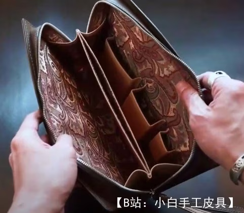 带拉链的皮革手拿包的图案 - 2