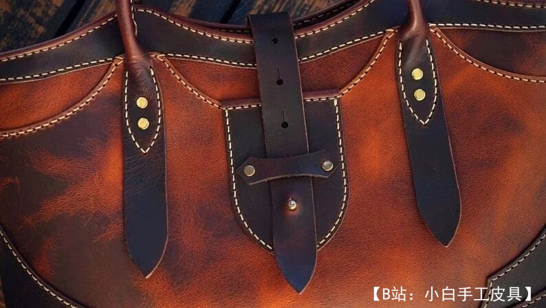 图案皮革托特包大号 - 3