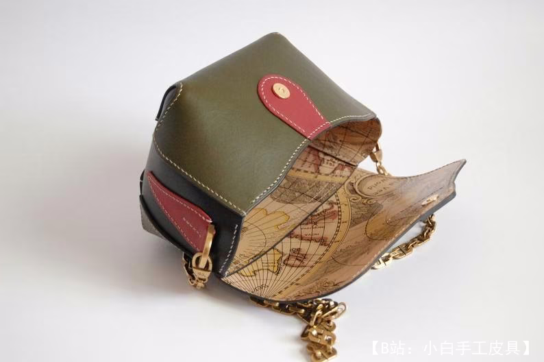 图案小号皮革女式手提包斜挎包 - 3