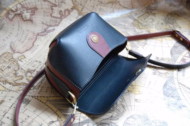 图案小号皮革女式手提包斜挎包 - 5