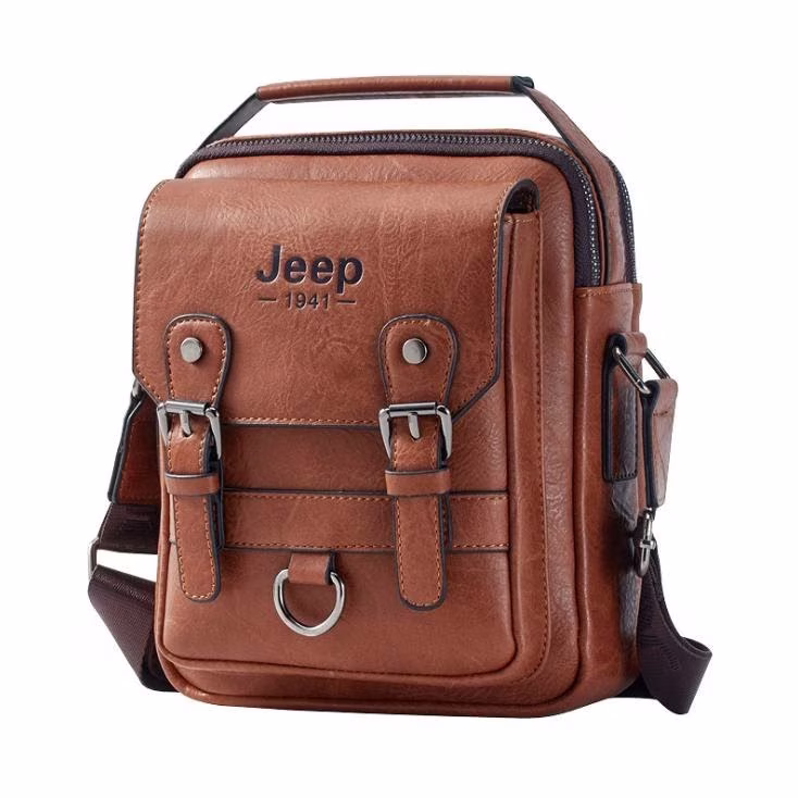 皮革邮差图案，带两个吉普风格拉链隔层 - 1