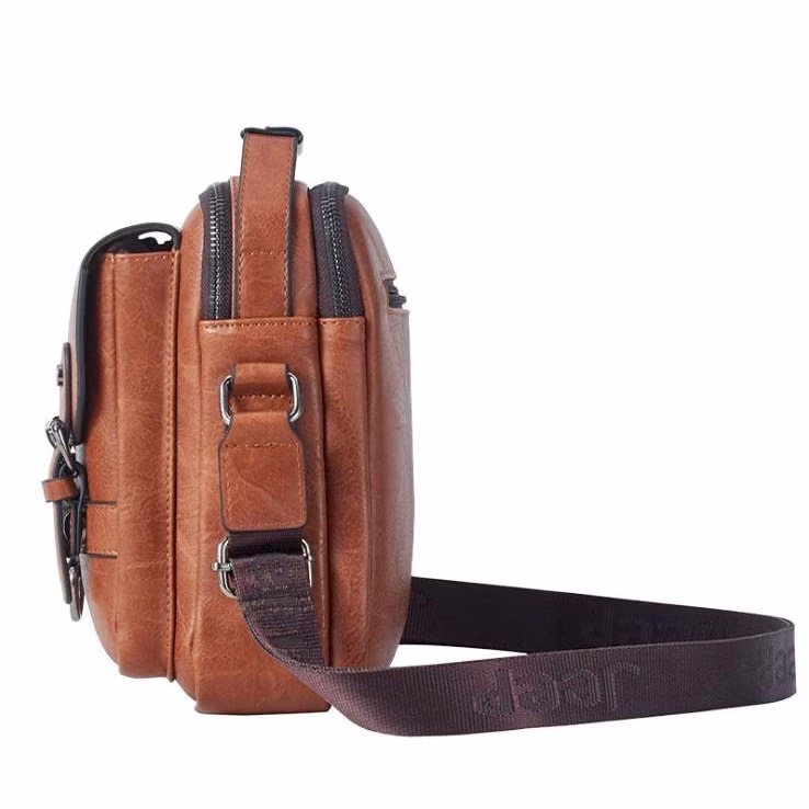 皮革邮差图案，带两个吉普风格拉链隔层 - 4