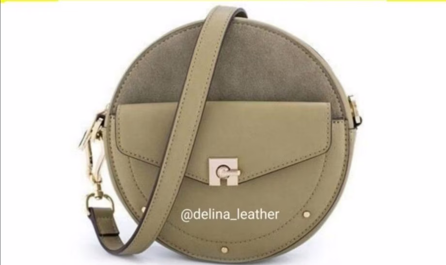 图案皮革女式圆形包 - 1