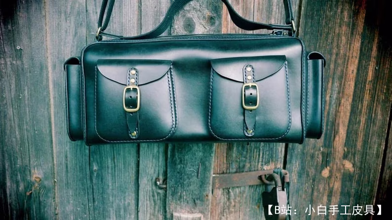带口袋的皮革旅行包图案 - 2