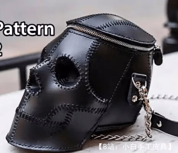 一个不寻常的头骨形状皮包的图案 - 2