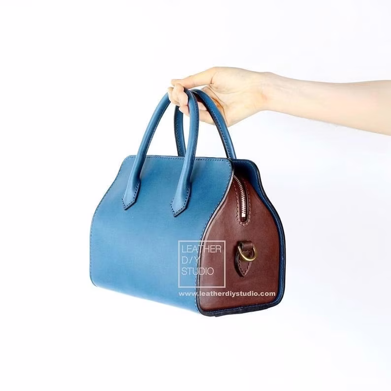 图案皮革女式手提包“Boston” - 1