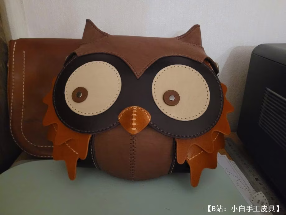 “猫头鹰”形状的皮包图案 - 1