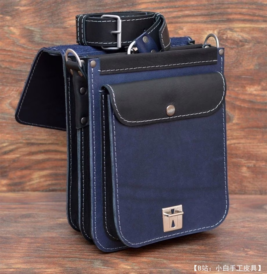 男士小皮革斜挎包的图案，用于存放文件和智能手机 - 2
