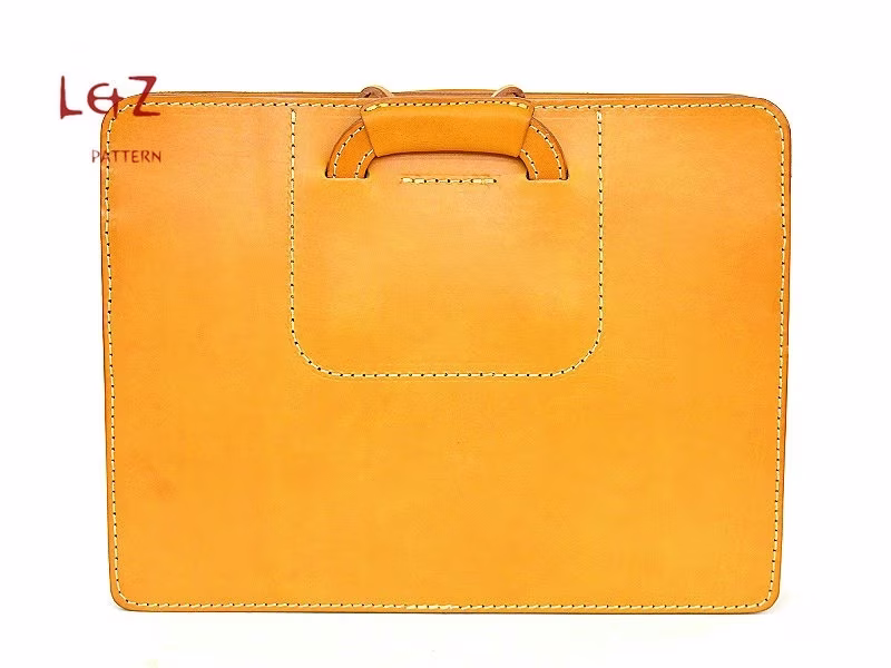 皮革文件夹图案-折叠手柄文件公文包 - 1