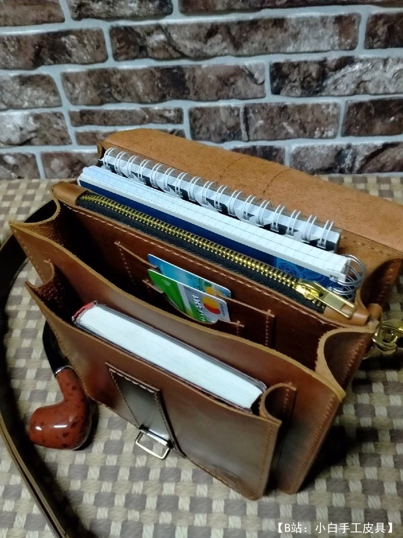 用于文件和其他物品的皮革男士包的图案 - 2