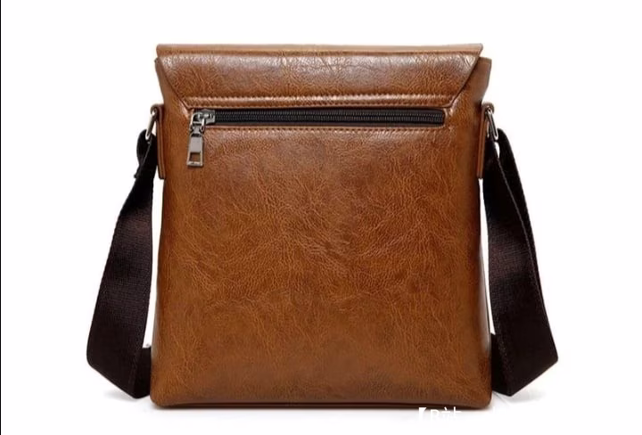 带折叠盖的男士皮革单肩包图案 - 4