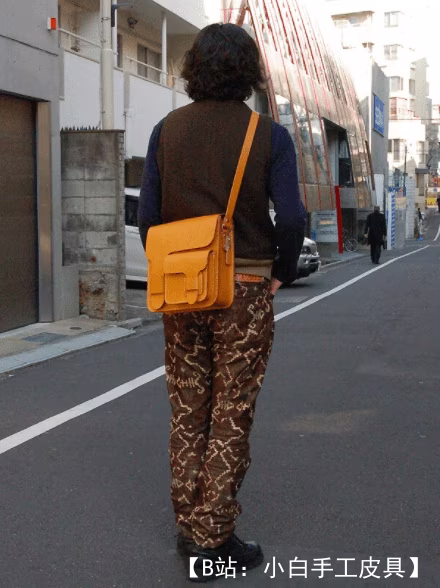 文件和平板电脑的皮革单肩包图案 - 1