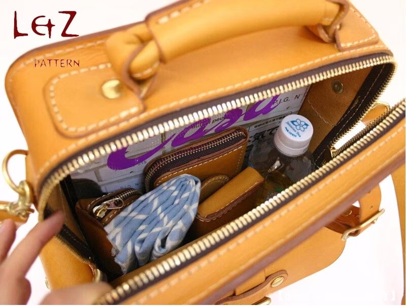 带雨伞支架的日常皮革邮差包图案 - 3