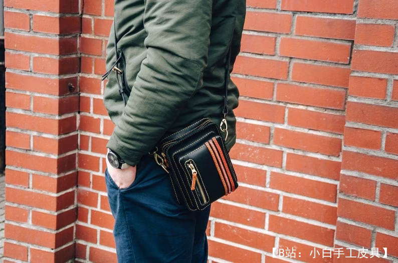 有趣的男士皮革斜挎包的图案 - 1