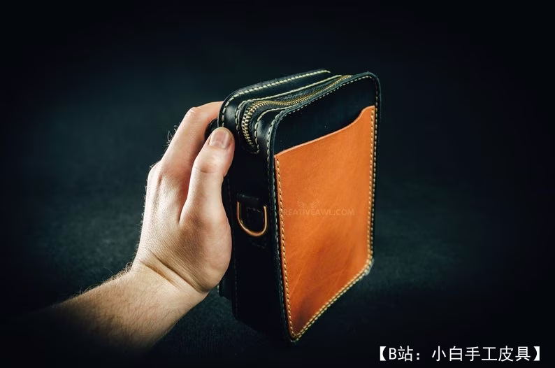 有趣的男士皮革斜挎包的图案 - 3