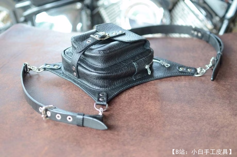 大腿牛皮摩托车包图案 - 2