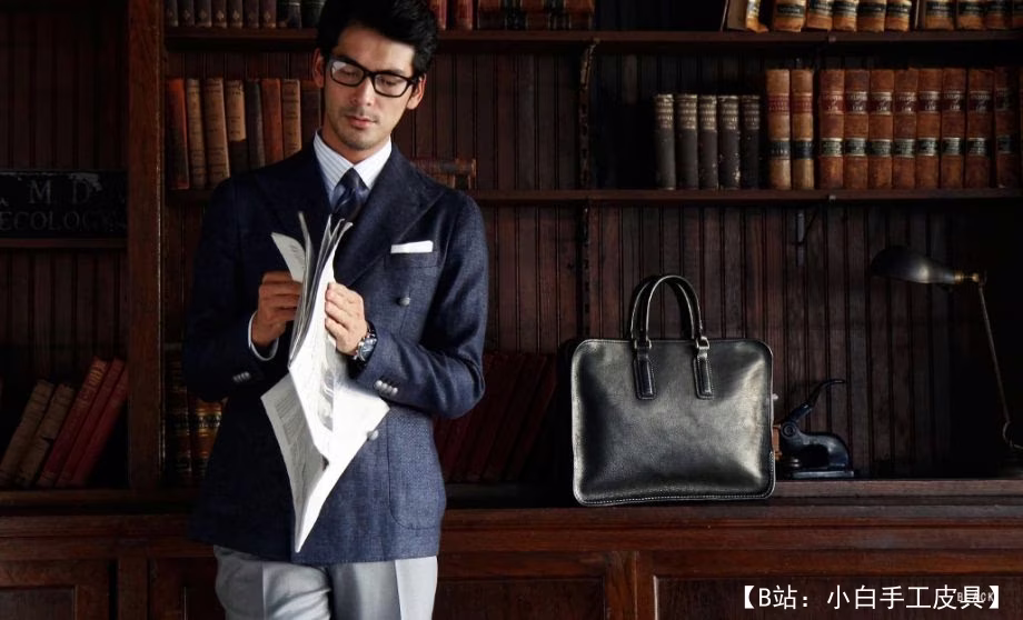 皮革男士商务公文包文件图案 - 1