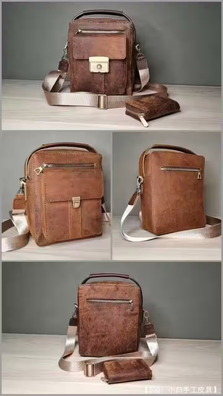 Caspia Leather 的 A4 床单大号皮革斜挎包图案 - 1