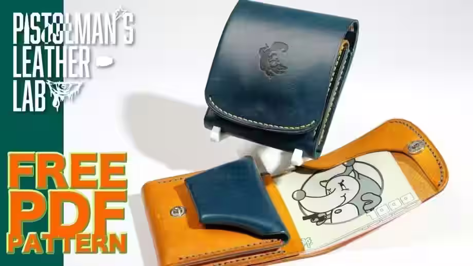 带硬币夹的皮革钱包的图案 - 1