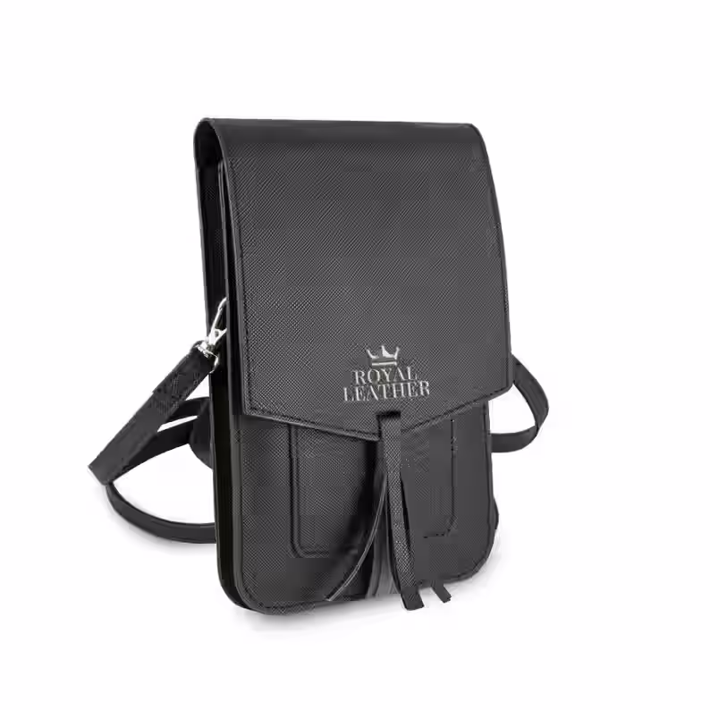 带有智能手机、银行卡和各种小物品翻盖的小皮包的图案 - 1