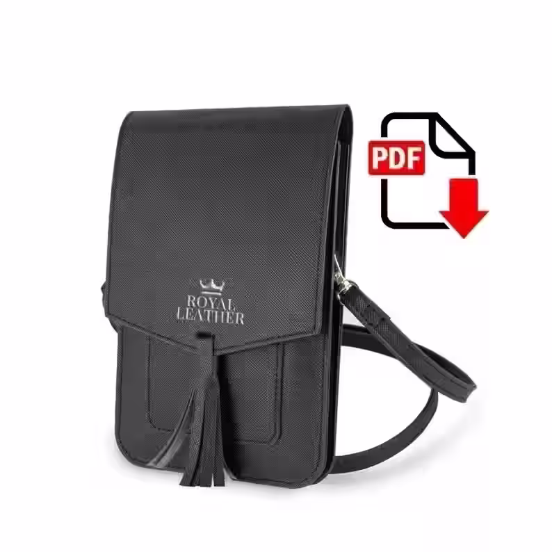 带有智能手机、银行卡和各种小物品翻盖的小皮包的图案 - 2