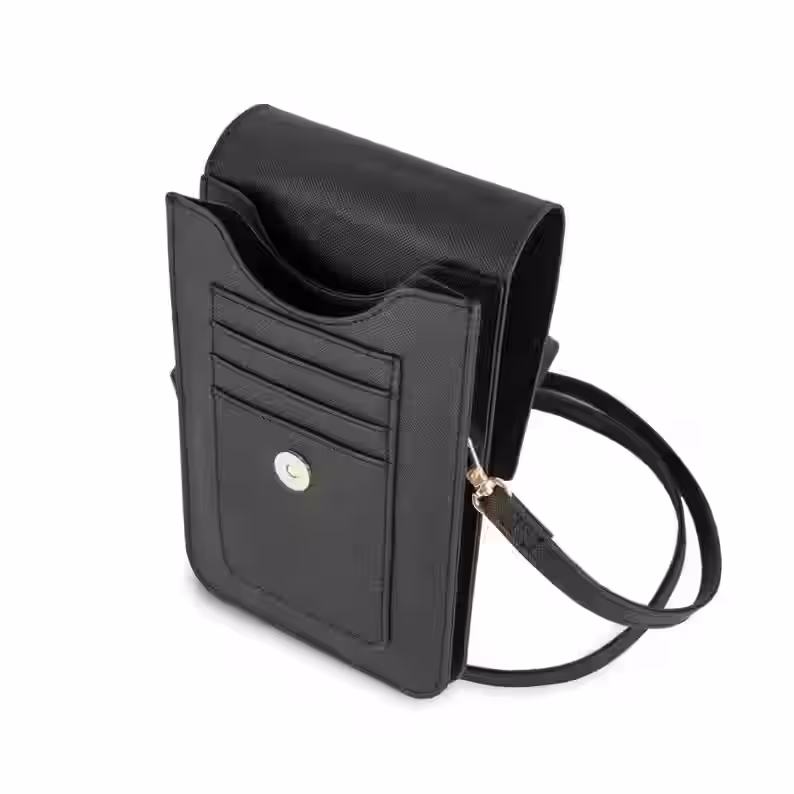 带有智能手机、银行卡和各种小物品翻盖的小皮包的图案 - 3