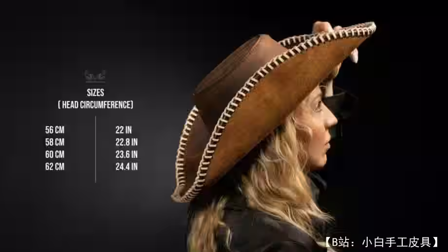 圆边皮革牛仔帽图案 - 2