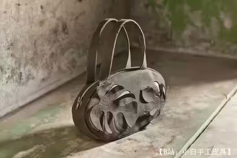 简单女式长棍面包袋图案（带叶子） - 1