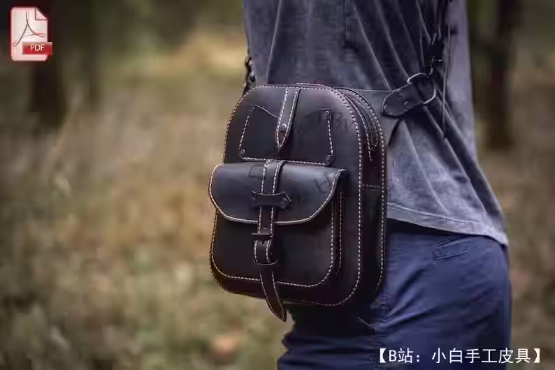 皮革男士腰包的图案 - 2