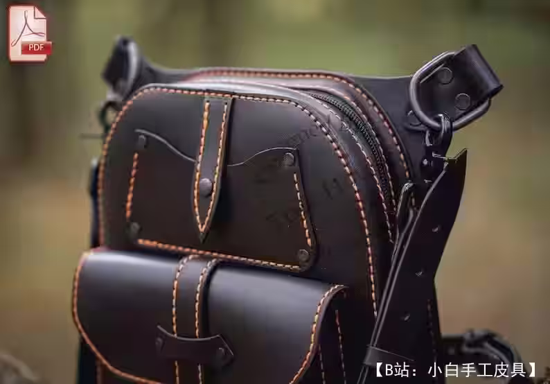 皮革男士腰包的图案 - 6