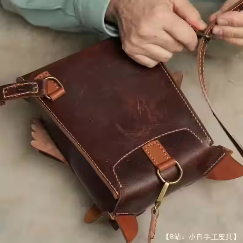 猫头鹰形状的皮革背包的图案 - 4