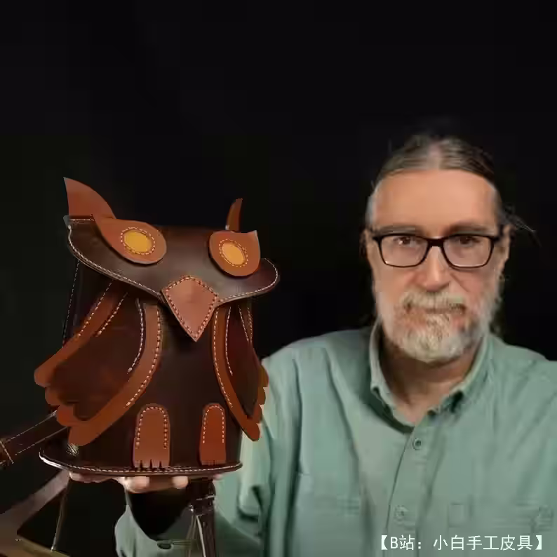 猫头鹰形状的皮革背包的图案 - 5