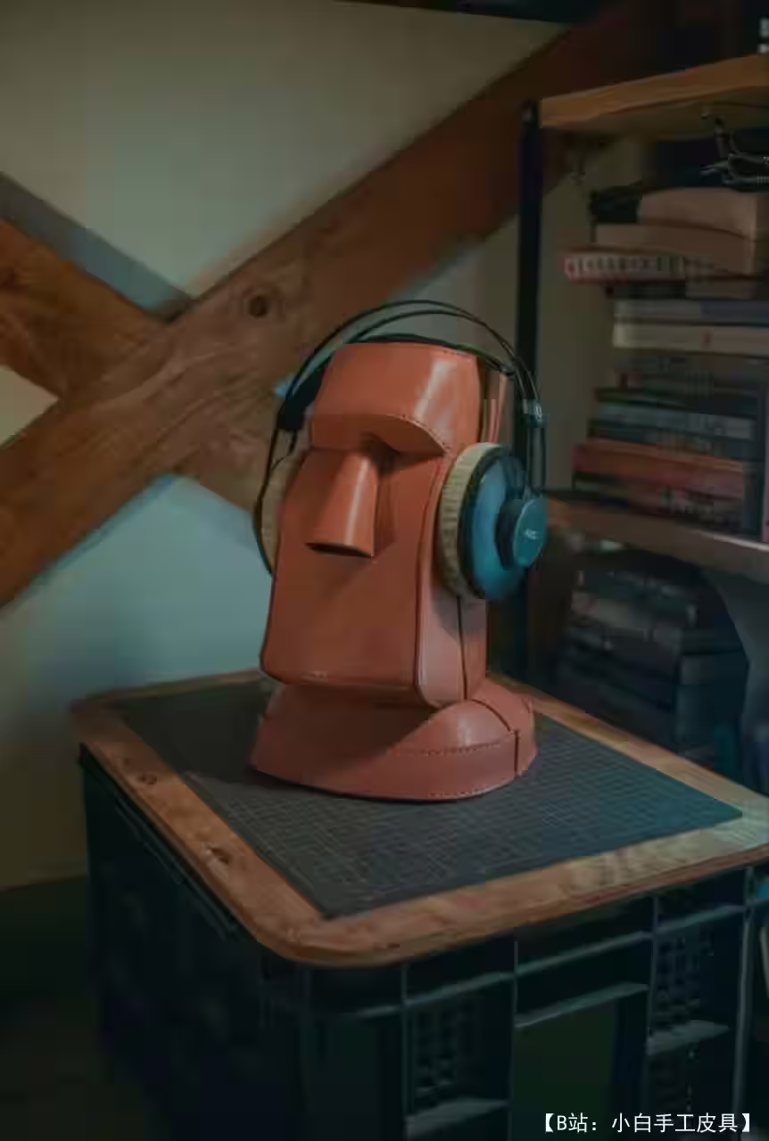 复活节岛偶像桌面皮革雕像的图案 - 3