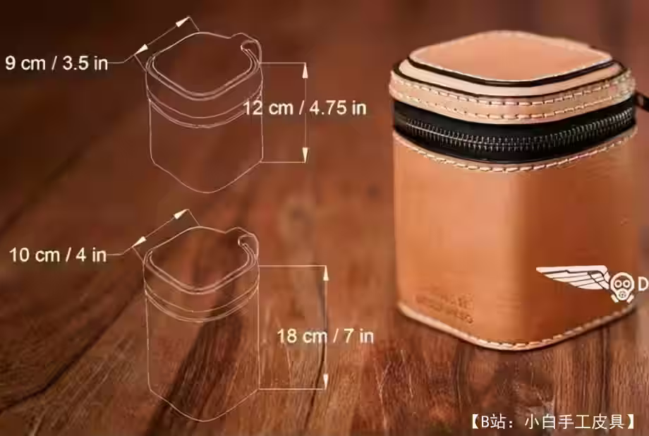 带拉链的皮革收纳盒图案，可存放各种小物品 - 2