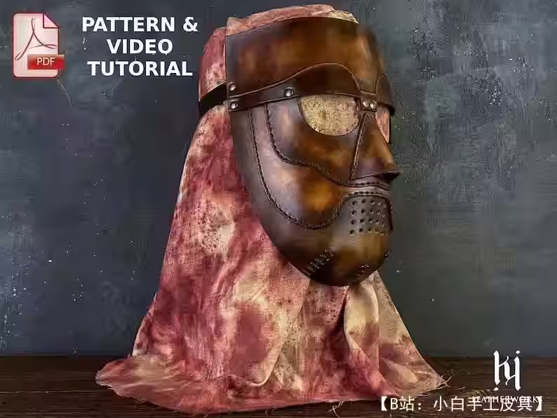 酷刑屠夫的图案皮革面具 - 4